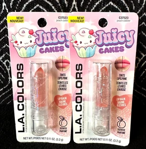 2pk LA COLORS JUICY CAKES SCENTED PEACH COBBLER C37523 TINTS LIPS PINK LIP BALM - Picture 1 of 11