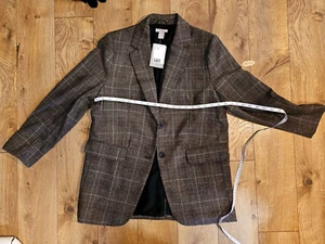 Brown and Black Plaid Oversized Blazer Women's Size M H&M - Picture 1 of 8