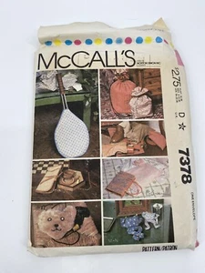 1980 McCall's 7378 einfaches Geschenkpaket Nähmuster Tasche Abdeckung Frosch Spielzeug ungeschnitten - Bild 1 von 2