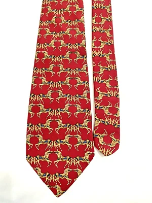 Brooks Brothers Equestrian Silk Neck Tie Horses on a red burgundy background Foto 1 de 3