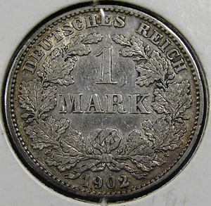 Germany 1 Mark .900 Silver Coin, 1902-G one of the key dates KM-14, Combined S/H - Picture 1 of 4