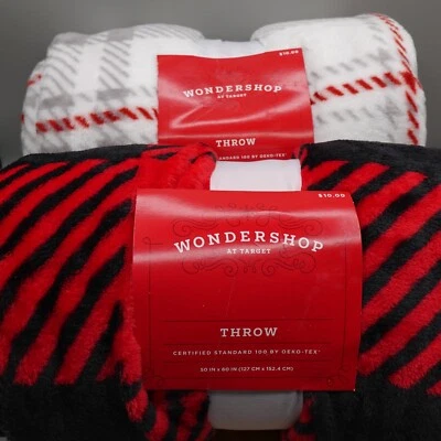 NEW Wondershop 2PC Throw Gift Blanket Christmas Holiday 50x60in Plaid Plush Soft - Image 1 of 4