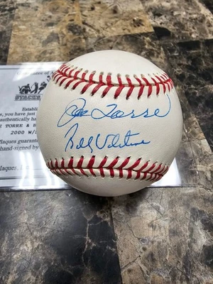 Joe Torre Bobby Valentine Autografiado Firmado Serie Mundial 2000 Béisbol SOP Foto 1 de 3