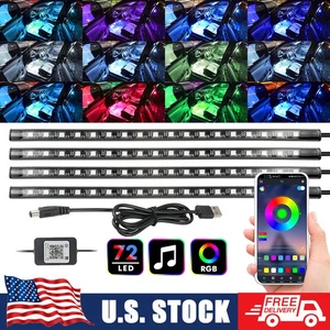 4x Tira de luces LED para reposapiés Aplicación USB Interior de automóvil Lámpara de atmósfera debajo del piso - Imagen 1 de 9