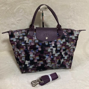 Longchamp 2-way Shoulder bag VIBRA Le Pliage Purple in Excellent Condition - Picture 1 of 7