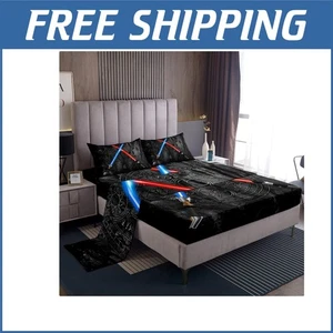 Deep Pocket Twin Sheet Set - 3D Neon Sun & Moon for Boys and Girls Rooms - Picture 1 of 9