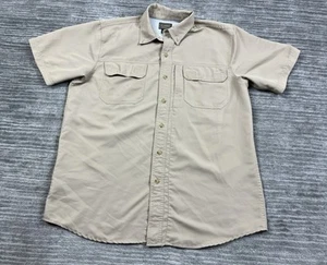 CE Schmidt Workwear Shirt Mens Medium Beige Button Up Short Sleeve Vented Fish - Picture 1 of 12
