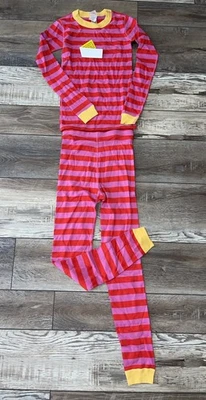 Hanna Andersson 2 Piece Set Pajamas Pink & Red Striped Organic Cotton Size 10 - Image 1 of 4