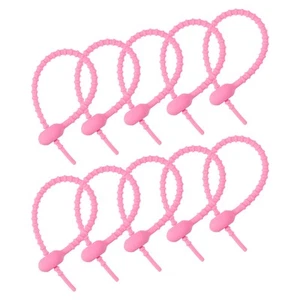 20Pcs Reusable Zip Ties, 6 Inch Silicone Ties Bag Clips Pink - Picture 1 of 7