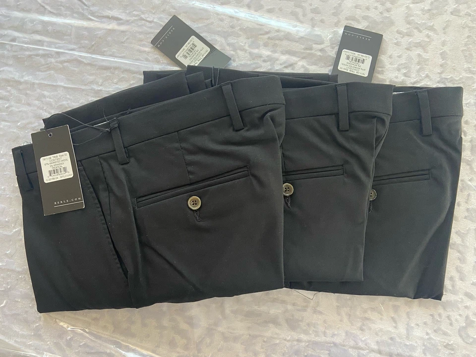 BERLE mens TROPICAL WOOL dress Pants 32 black Modern Fit - Image 1 of 4