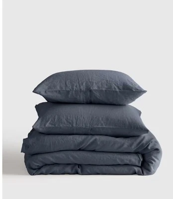 NWT QUINCE EUROPEAN LINEN KING  /  CAL KING DUVET COVER SET NIGHTFALL 100% FLAX - Image 1 of 4