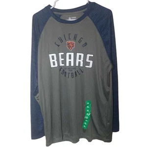 Maglietta Chicago Bears NFL uomo grigia blu navy manica lunga taglia XL performance nuova con etichette - Foto 1 di 7