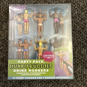 NEU - PARTY PAKET! Hunky Buddies Getränkemarker, 12 Stück mit Stift - Bild 1 von 2