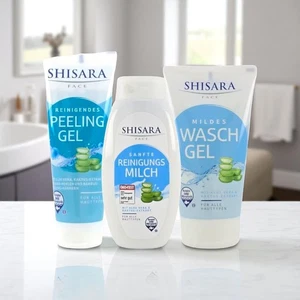 Shisara facial care set 3 pieces aloe vera wash gel scrub milk New - Picture 1 of 10