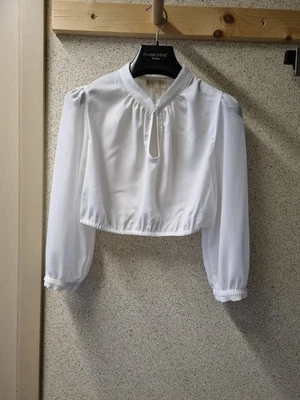 Krüger Collection Dirndl Bluse Gr 40 L Chiffon Spitze Weiß Langarm wie neu - Bild 1 von 4