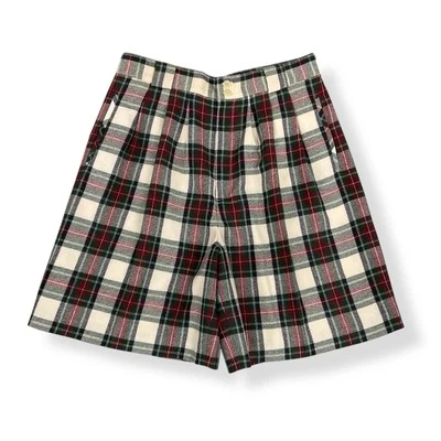 Pantalones Cortos Giorgio Sant Angelo Mujer 16 (ACTUAL 32x8.5) Tartán Plaid Plisado Lana Nuevos con Etiquetas Foto 1 de 4
