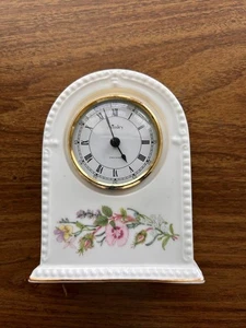 Aynsley England Kaminuhr Wild Tudor Fine Bone China Schreibtisch Regal Blume 5" - Bild 1 von 7