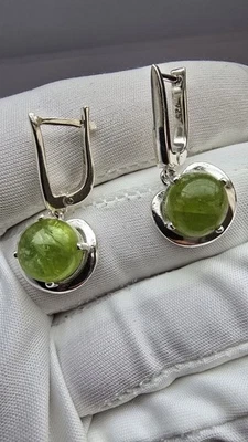 Silber Ohrringe 925 – Peridot oder Amethyst, Handarbeit, Rhodiniert, Geschenk - Bild 1 von 4