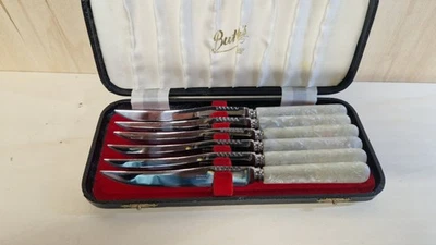 George Butler & Co Steakmesser 6 Stück Perlmutt Griff Vintage - Bild 1 von 4
