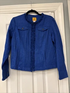 RUBY RD. Size 8 Royal Blue Zip Front Jacket-Long. Sleeves- w/ Pockets - Picture 1 of 8