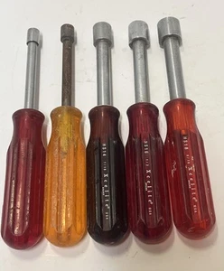 Vintage Xcelite 5 Piece Hollow Shaft Nut Driver Set 1/4",3/8”,7/16”,1/2” & 9/16” - Picture 1 of 2