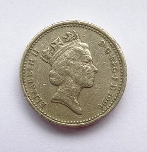 1996 Elizabeth II  One Pound Coin / "Decus Et Tutamen" / Shipping Via FedEx - Picture 1 of 16