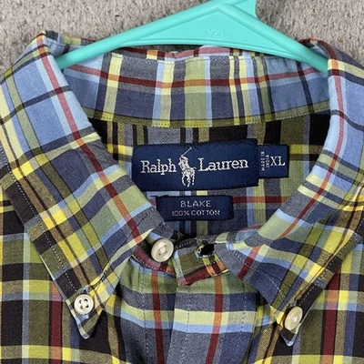 Camisa De Colección Ralph Lauren Blake Abotonada Para Hombre XL Verde Azul Cuadros Causal Preppy Foto 1 de 4