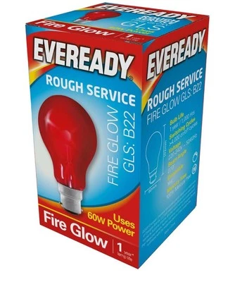 5x Bayoneta Eveready Red Fireglow Flame Efecto GLS B22/BC 60W Nueva