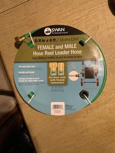 5/8 In X 6 Ft Female And Male Cuppling Green Hose Reel Leader Swan Water - Picture 1 of 3