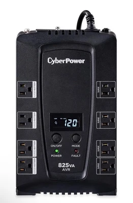 CyberPower CP825AVRLCD Intelligent LCD UPS System, 825VA/450W, 8 Outlets, AVR - Image 1 of 4