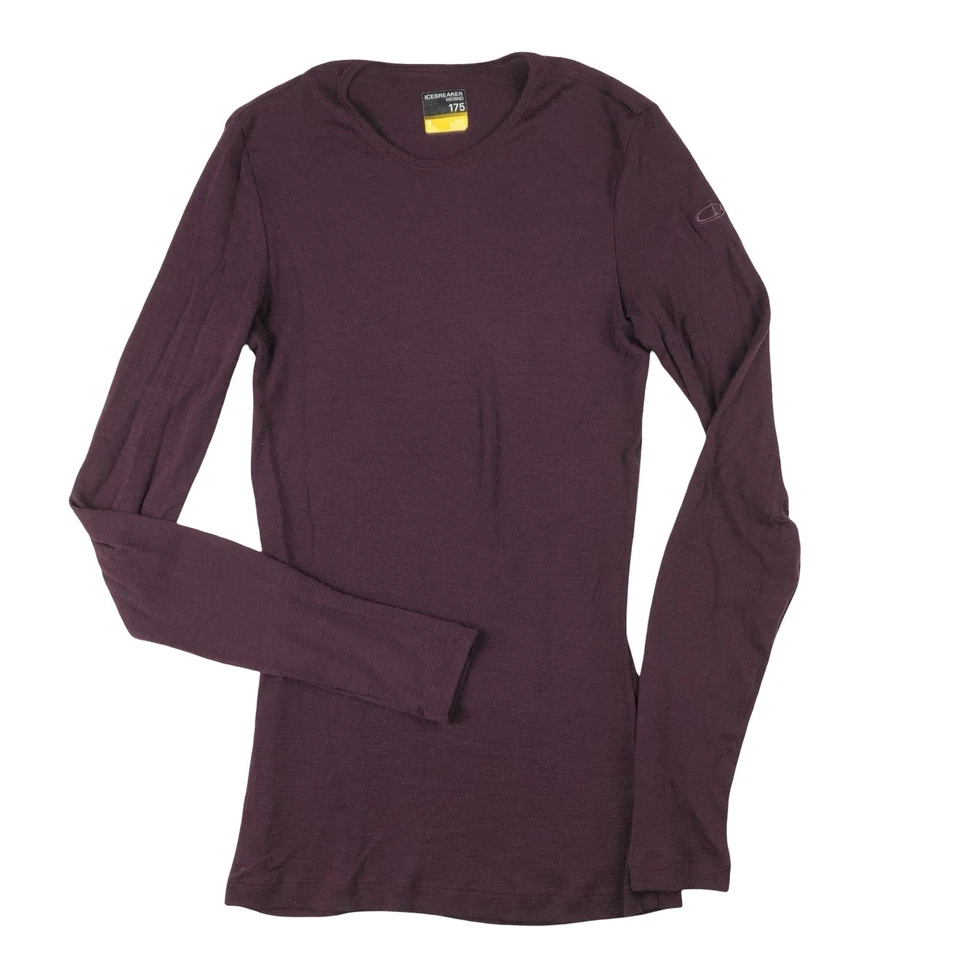 Icebreaker 175 Merino Wool Womens Small Burgundy Crew Neck Base Layer Shirt Top - Image 1 of 4