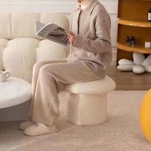Sofa Bench Simple Elastic Comfortable Soft Round Pine Wooden Foot Stool For Home - Picture 1 of 13