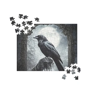 Gothic Raven Moon Puzzle Dark Academia Crow Occult Victorian Gothic Jigsaw - Picture 1 of 7