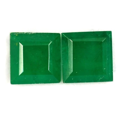 10.29 Cts Emerald Color Doublet Square Cut Pair 10x10 mm Green Shade Loose Gems - Image 1 of 4