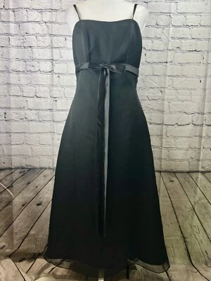 Vestido largo de novia Da Vinci para mujer 8 negro poliéster cremallera trasera correas de espagueti Foto 1 de 4