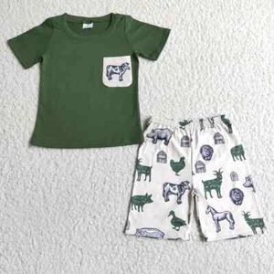 Sibling Baby Boys Farm Pocket Shirt Summer Outfits Clothes Sets - Picture 1 of 13