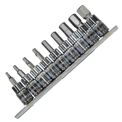 AF Imperial SAE Allen Allan Hex Key Bit Sockets 3/8" Drive 1/8" - 1/2" 9pc Set - Image 1 of 3