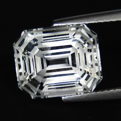 Topacio blanco natural brillante de 8,01 quilates 12x10x7,6 mm piedra preciosa de corte esmeralda faltante Foto 1 de 3