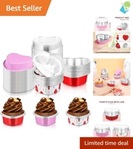 Vibrant Aluminum Mini Heart Cake Pans with Lids - Effortless Baking & Serving - Picture 1 of 8
