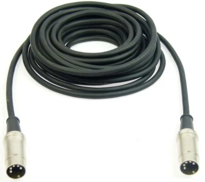 ADAM HALL 6 m MIDI DIN Video Kabel 5 pol pin polig schwarz Metall Stecker