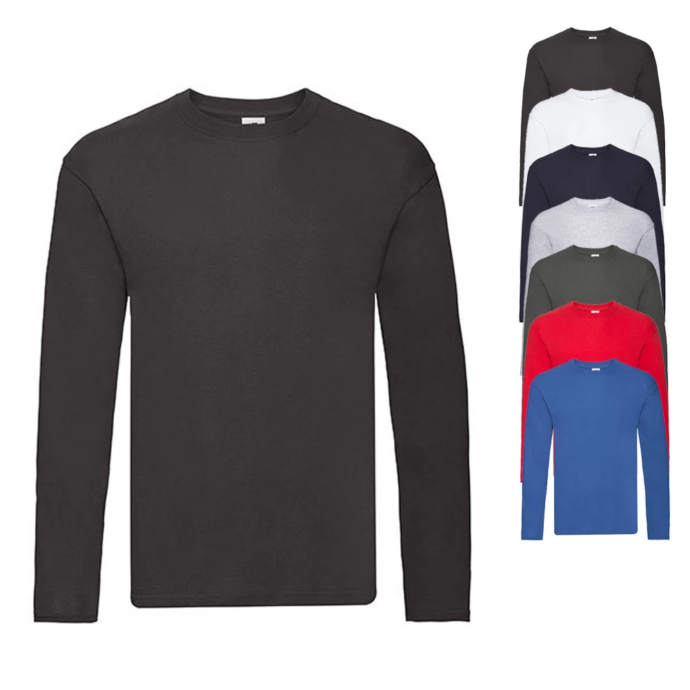 Fruit Of The Loom Herren Langarmshirt Rundhals – Gr. 58, Weich Aus Belcoro-Baumwolle, Perfekt Zum Bedrucken Oder Als Basics