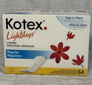 Kotex Lightdays Pads Panty Liners Regular Unscented NEW 64 Pack - Picture 1 of 6