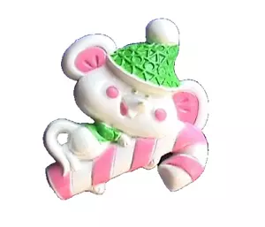 Avon PIN Christmas Vintage MOUSE on CANDY CANE Lickety Stick 1974 Brooch - Picture 1 of 2