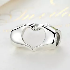 Charm Perle Herz Hände Liebe 925 Silber - Anhänger für Pandora Armband - Bild 1 von 2