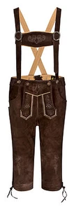 HIRSCHBERGER Trachten Lederhose Kniebund braun Gr. 46 - 72 Wildleder mit Träger - Bild 1 von 11