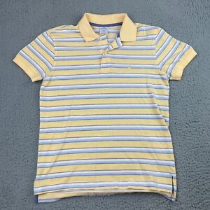 Brooks Brothers Polo Shirt Mens Medium Blue Yellow Striped Performance Golf