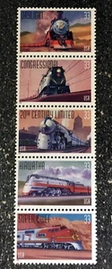1998USA #3333-3337 33c All Aboard Famous Trains - Strip of 5 (as pictured) - Picture 1 of 2