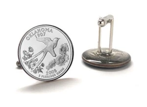 Eslabones de puño para hombre cuarto de moneda del estado de Oklahoma cuartos de moneda sin circular 2008 - Imagen 1 de 6