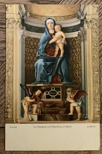 Vtg Art Postcard La Vergine Col Bambino E Santi - Picture 1 of 2