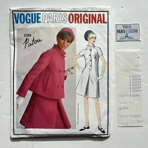 VTG 1960s VOGUE Paris Patou Sewing Pattern 1704 JACKET DRESS Complete w/OG Label - Picture 1 of 11